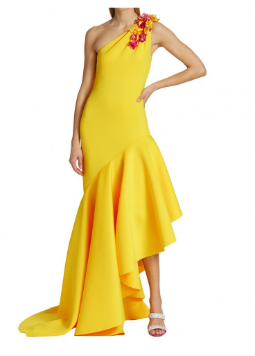 Badgley Mischka One-Shoulder gown