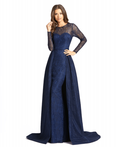 Mac Duggal long sleeve lace gown