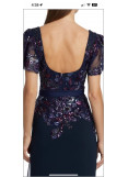 Badgley Mischka beaded lace flutter-sleeve gown
