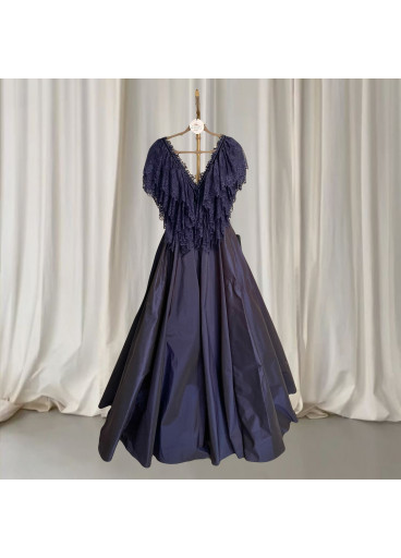 Navy  Dantail -Taffeta Gown