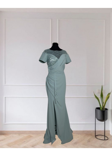  Tiffany Embellished Crepe Gown 