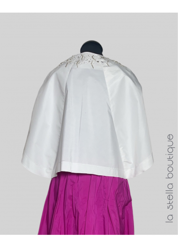 Drop Shoulder Balloon Collar Taffeta Jacket