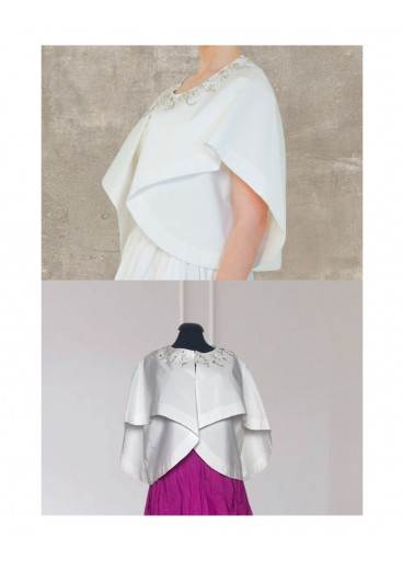 Drop Shoulder Balloon Collar Taffeta Jacket