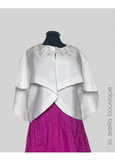 Drop Shoulder Balloon Collar Taffeta Jacket