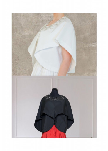 Drop Shoulder Balloon Collar Taffeta Jacket