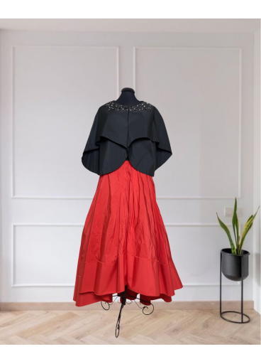 Drop Shoulder Balloon Collar Taffeta Jacket