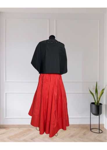 Drop Shoulder Balloon Collar Taffeta Jacket