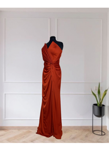 Strapless Satin Evening Dress