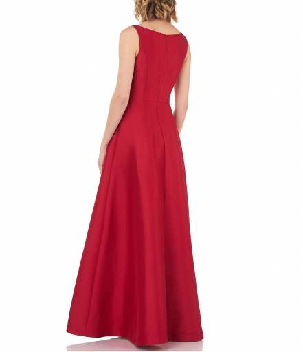   Kay Unger Jumpsuit with Embellished Brooch Bow 