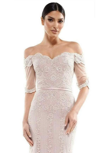 Marsoni - Embroidered off-shoulder trumpet dress