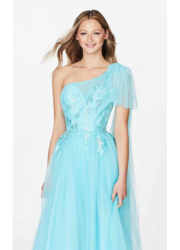 Angle And Alison Floral Embroidery Tulle Gown