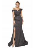 Posh off-the-shoulder evening gown with peplum by Terani