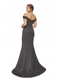 Posh off-the-shoulder evening gown with peplum by Terani