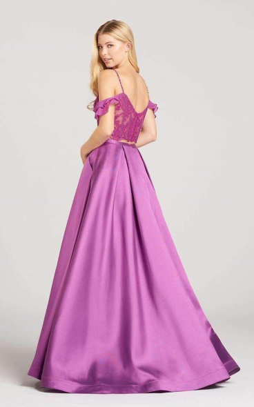 Sleeveless corset-style formal with lace-up detail by Ellie Wilde