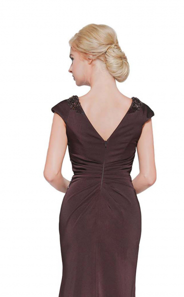 Ruched and Tonal Shimmer Evening Gown by Marsoni Make