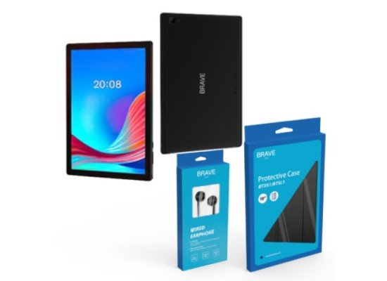 جهاز Vaso  BTSL1 مقاس 10 بوصة، وذاكرة رام سعة 4 جيجابايت، 64 جيجابايت، الجيل الرابع LTE، لون أسود مع غطاء حماية وسماعة 