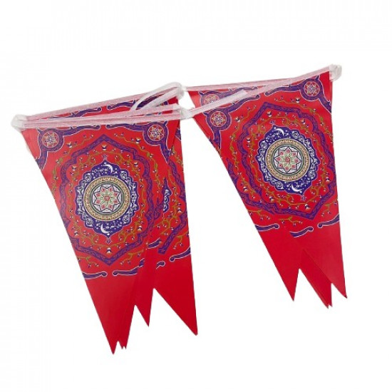 زينة حبل مثلثات رمضان احمر  2.5 متر شكل 2