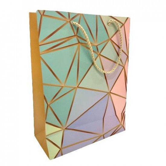 كيس هدايا ورق 32x25x11 سم خطوط هندسية