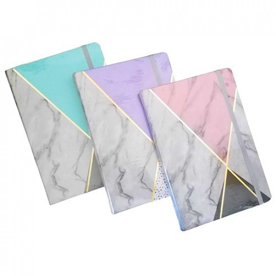 دفتر مذكرة 21x14 سم بحبل رخامي خطوط ذهبي عدة الوان