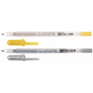 طقم اقلام جلي رول ابيض وميتاليك ساكورا