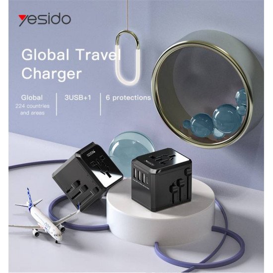      فيش شاحن عالمي من Yesido-MC10-UNIVERSAL ADAPTER