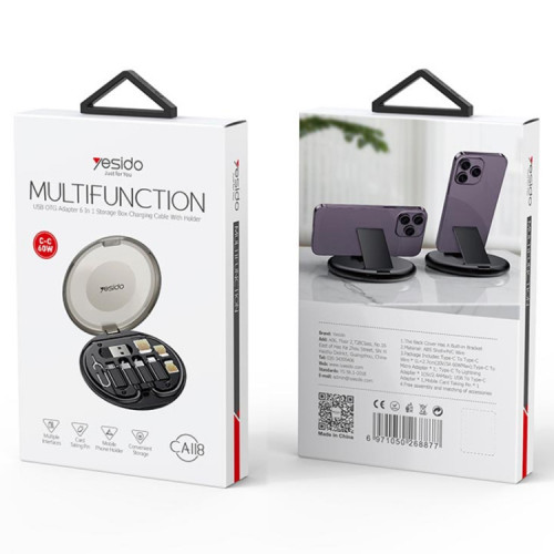 MULTIFUNCTION - صندوق تخزين متعدد الوظائف 6 في 1للهاتف المحمول من yesido موديل CA118 MULTIFUNCTION - صندوق تخزين متعدد الوظائف 6 في 1للهاتف المحمول من yesido موديل CA118