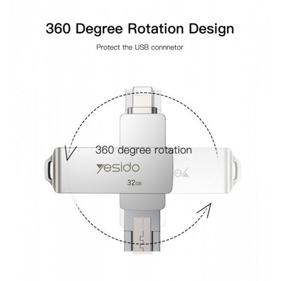 FLASH DRIVE - ذاكرة بيانات 3في 1 (64 جيجابايت) من Yesido -FL11 FLASH DRIVE - ذاكرة بيانات 3في 1 (64 جيجابايت) من Yesido -FL11