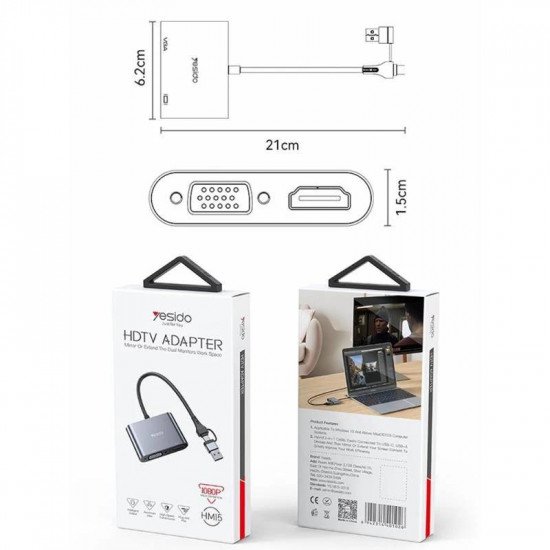 كابل HDTV من YESIDO HM15 لتوسيع شاشة جهاز الكمبيوتر الخاص بك كابل HDTV من YESIDO HM15 لتوسيع شاشة جهاز الكمبيوتر الخاص بك