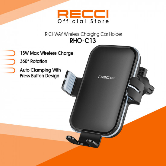 Recci RichWay RHO-C13 Wireless Charging 15W Car Holder Recci RichWay RHO-C13 Wireless Charging 15W Car Holder