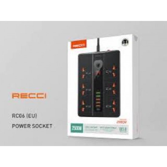 توصيلة ذكية 6 منافذ قوة 2500 واط RECCI Multifunction POWER SOCKET