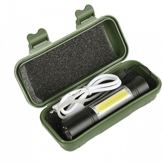 مصباح LED يدوي صغير يحمل باليد بتقنية COB مزود بشاحن بمنفذ USB ومناسب للأماكن الخارجية