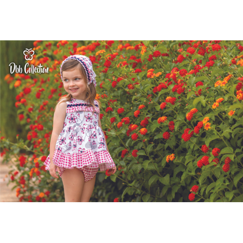 15111 طقم بناتي مورد  فستان وكلوت فقط 