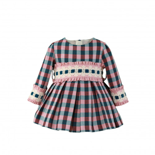 340132V  فستان اسباني  كاروهات