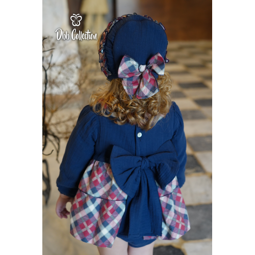 17001  طقم بناتي من ٣ قطع  كحلي وأحمر 