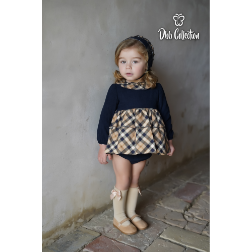 17001  طقم بناتي من ٣ قطع  كحلي وأصفر 