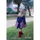  17002 فستان اسباني  كحلي واحمر  