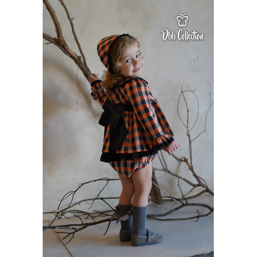 16801 طقم بناتي فستان وقبعه وكلوت 