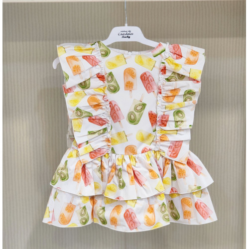 فستان اسباني بطبعة فواكة الصيف 23436