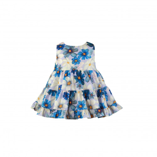 350145V  فستان اسباني مورد ازرق