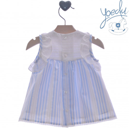 0340 فستان اسباني مخطط سماوي مع فيونكات 0340 فستان اسباني مخطط سماوي مع فيونكات