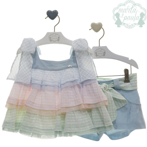 1252  طقم  توب طبقات  و شورت بحزام