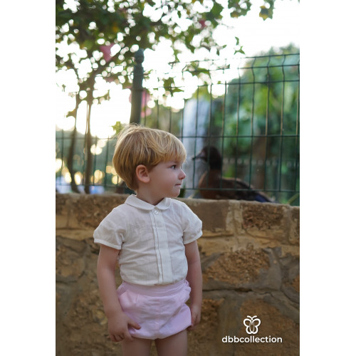 18805 بدلة ولادي قميص وشورت وردي