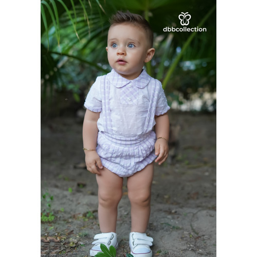 19205 بدلة ولادي قميص وشيال بنفسجي