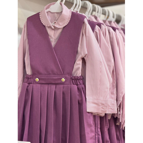 مريول مدرسي منفصل لون بنفسجي قميص مقلم 144617