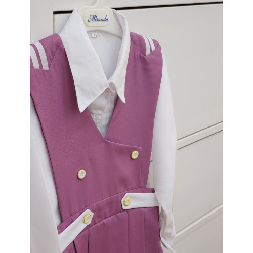 مريول مدرسي  من قطعتين لون بنفسجي قميص أبيض  144621