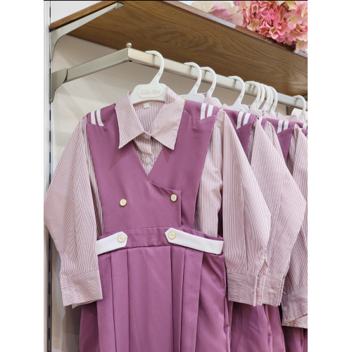 مريول مدرسي  من قطعتين لون بنفسجي قميص مقلم  144621