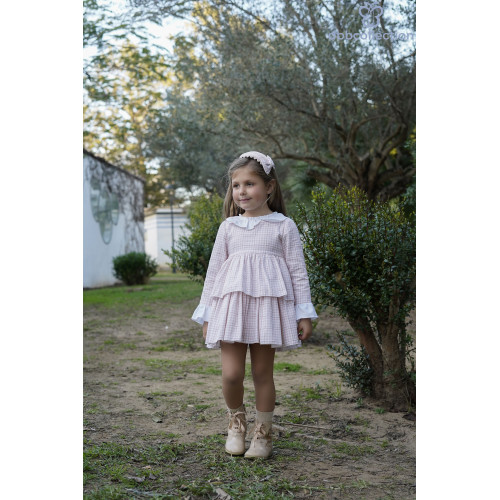 فستان اسباني وردي 20602 