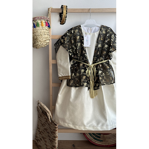 240042 فستان شعبي سكري وأسود