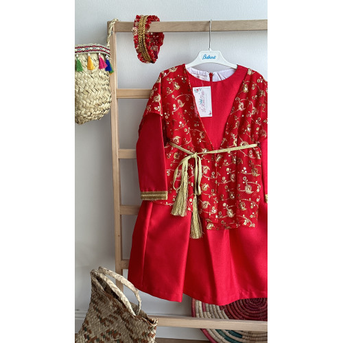 240042 فستان شعبي أحمر