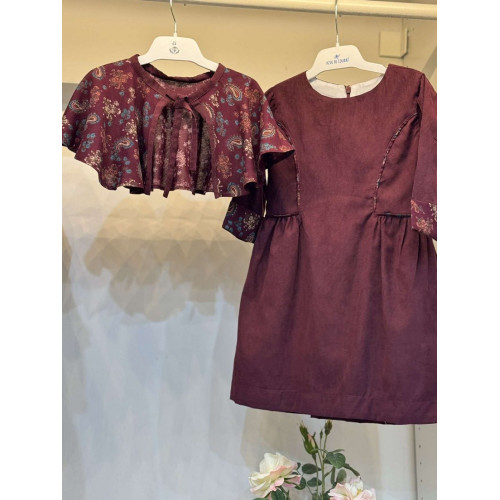 240103 فستان برغندي بشال كشميري